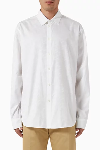 Logo Monogram Jacquard Shirt in Cotton Poplin