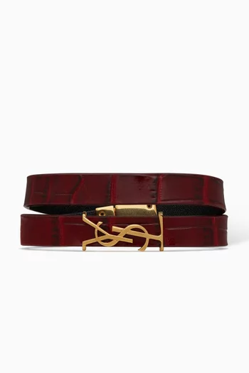 Opyum Double Wrap Bracelet in Crocodile-embossed Leather