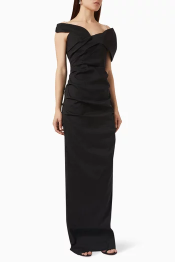 فستان سهرة داهلي كريب مطاطي