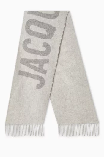 L'écharpe Fringed Logo Scarf in Wool