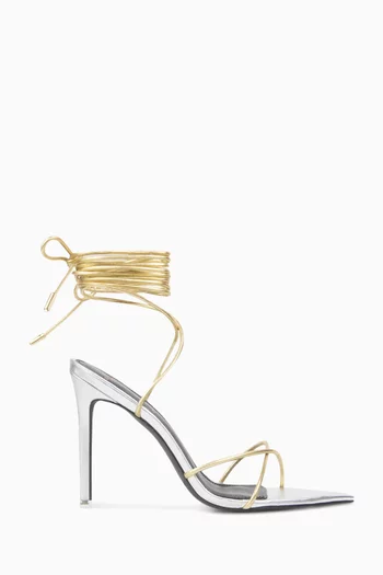 Talia 100 Lace-up Sandals in Metallic Leather