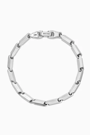 Chain Faceted Link Bracelet in Sterling Silver