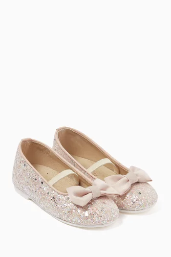 Glitter-embellished Bow Ballerina Shoes