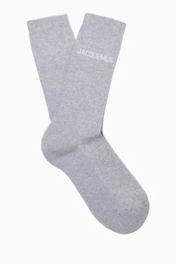 Logo Crew Socks in Organic Cotton-blend