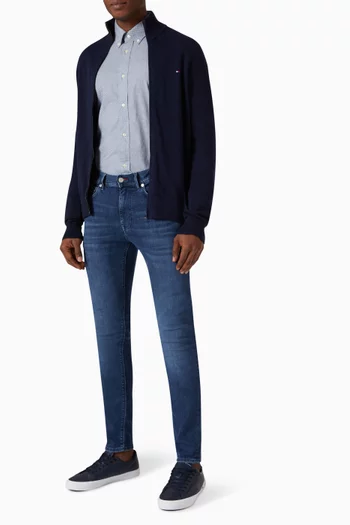Logo Zip-through Cardigan in Pima Cotton