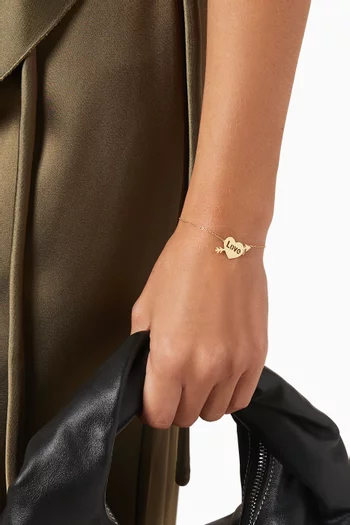 Lydia Love Heart & Arrow Bracelet in 18kt Yellow Gold