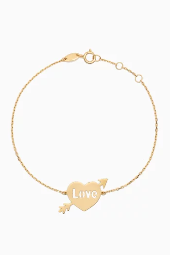 Lydia Love Heart & Arrow Bracelet in 18kt Yellow Gold