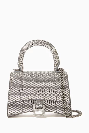 XS Hourglass Crystal-embellished Top-handle Bag in Suede
