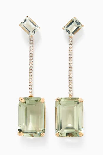 Amethyst & Diamond Drop Earrings in 14kt Yellow Gold