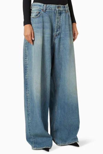 Large-fit Baggy Jeans in Coated Denim