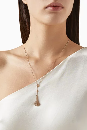 قلادة كليو ريف بدلاية بسلسلة طويلة مرصعة بماس ذهب وردي عيار 18