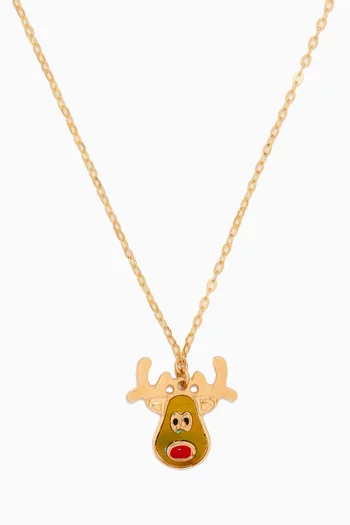 Christmas Reindeer Pendant Necklace in 18kt Yellow Gold