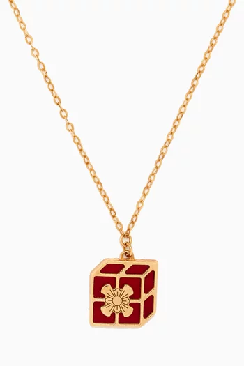 Christmas Gift Box Double-sided Pendant Necklace in 18kt Yellow Gold