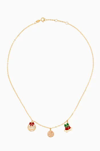 Christmas Festive Charm Necklace in 18kt Yellow Gold