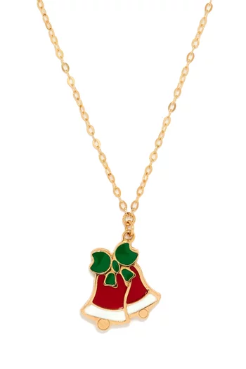 Christmas Bell Double-sided Pendant Necklace in 18kt Yellow Gold