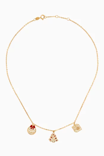 Christmas Festive Charm Necklace in 18kt Yellow Gold