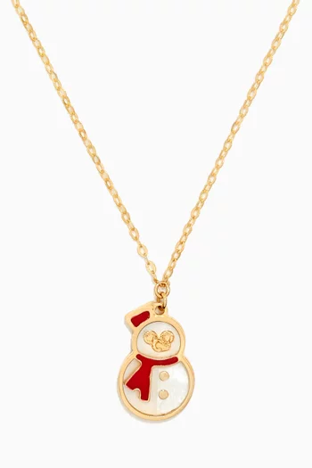 Christmas Snowman Pendant Necklace in 18kt Yellow Gold