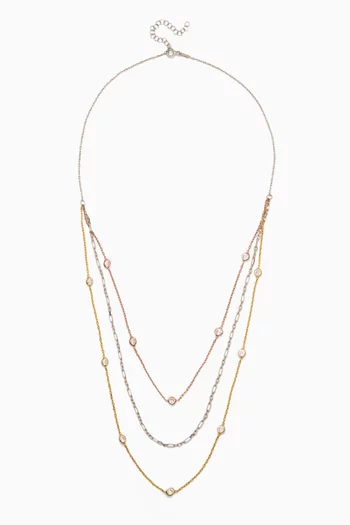 Triple-layered Crystal Necklace in Plated Sterling Silver