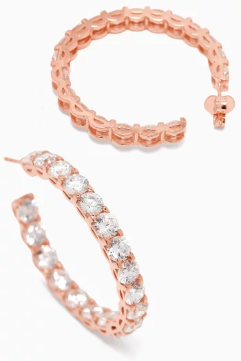 Inside-out Crystal Hoop Earrings in Rose Gold-plated Silver