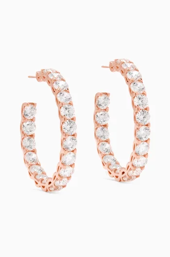 Inside-out Crystal Hoop Earrings in Rose Gold-plated Silver