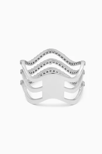 Triple Stacked Crystal Ring in Sterling Silver