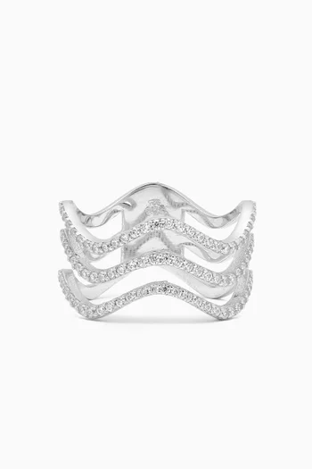 Triple Stacked Crystal Ring in Sterling Silver