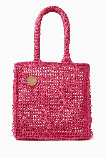 Tasseled Tote Bag in Paper Crochet