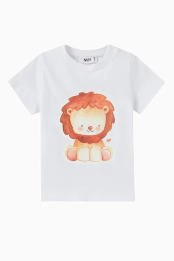 Lion Print T-shirt in Cotton