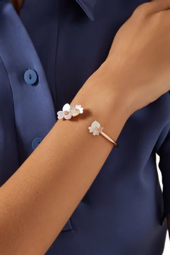 Precious Pansy Mother of Pearl Cuff in Plated Metal