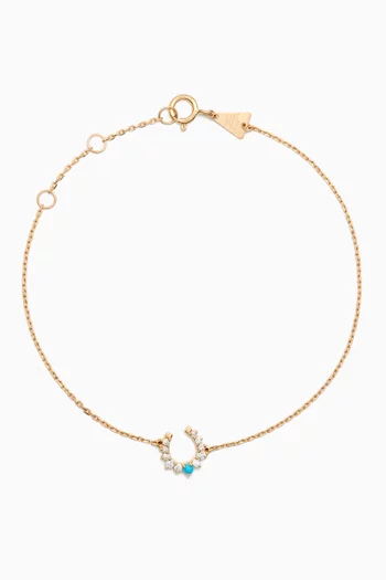 Horseshoe Diamond & Turquoise Bracelet in 14kt Gold