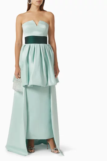 Betty Two-tone Peplum Gown in Mikado-satin & Taffeta