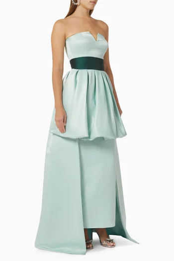 Betty Two-tone Peplum Gown in Mikado-satin & Taffeta