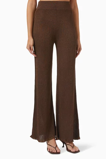 Christa Wide-leg Pants in Ribbed Knit
