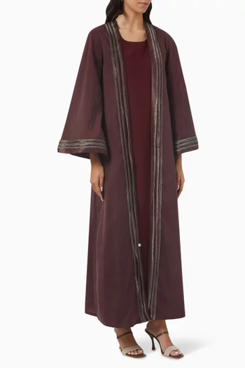 Organza-border Abaya Set in Silk