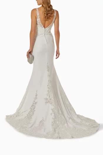 Pearl-embellished Maxi Gown