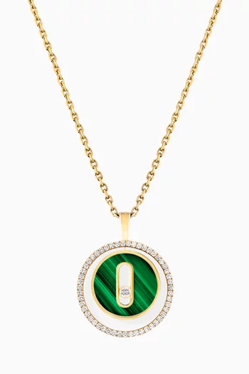 Lucky Move Diamond & Malachite Necklace in 18kt Gold
