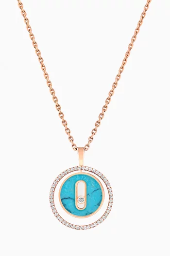 Lucky Move Diamond & Turquoise Necklace in 18kt Rose Gold