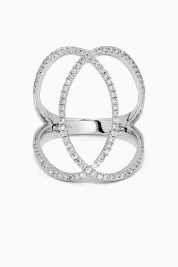 Double C Diamond Ring in 18kt White Gold