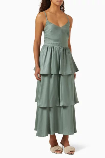 Yascammie Tiered Maxi Dress in Viscose-blend