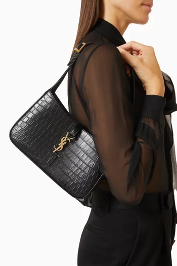Le 5 à 7 Hobo Shoulder Bag in Croc-embossed Leather