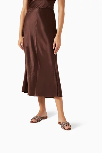 Zuri Crystal Flat Sandals in Metallic Leather