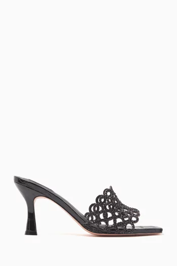 Revello 65 Laser-cut Crystal Mule Sandals in Leather