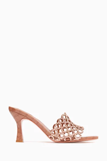 Revello 65 Laser-cut Crystal Mule Sandals in Leather
