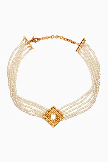 Ravi Pearl Choker in 24kt Gold-plated Brass