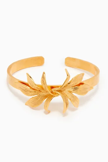 Guzmania Cuff Bracelet in 24kt Gold-plated Brass