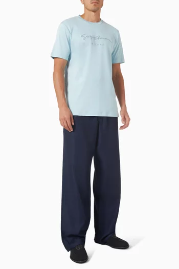 تي شيرت بتطريز شعار الماركة الشهير قطن