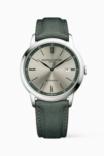 Classima Automatic Steel & Canvas Watch, 42mm