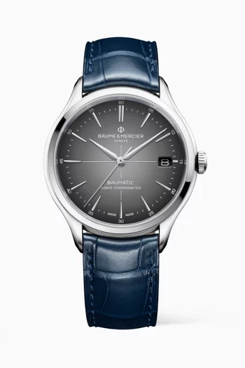 Clifton Automatic Chronometer Steel & Leather Watch, 40mm