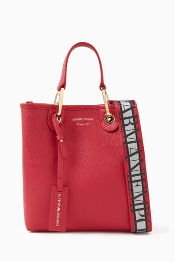 Vertical Logo-embossed Tote Bag in Faux Leather