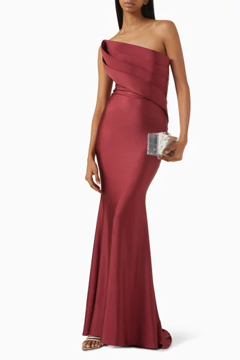 Angle-pleat Bow Gown in Lycra-jersey